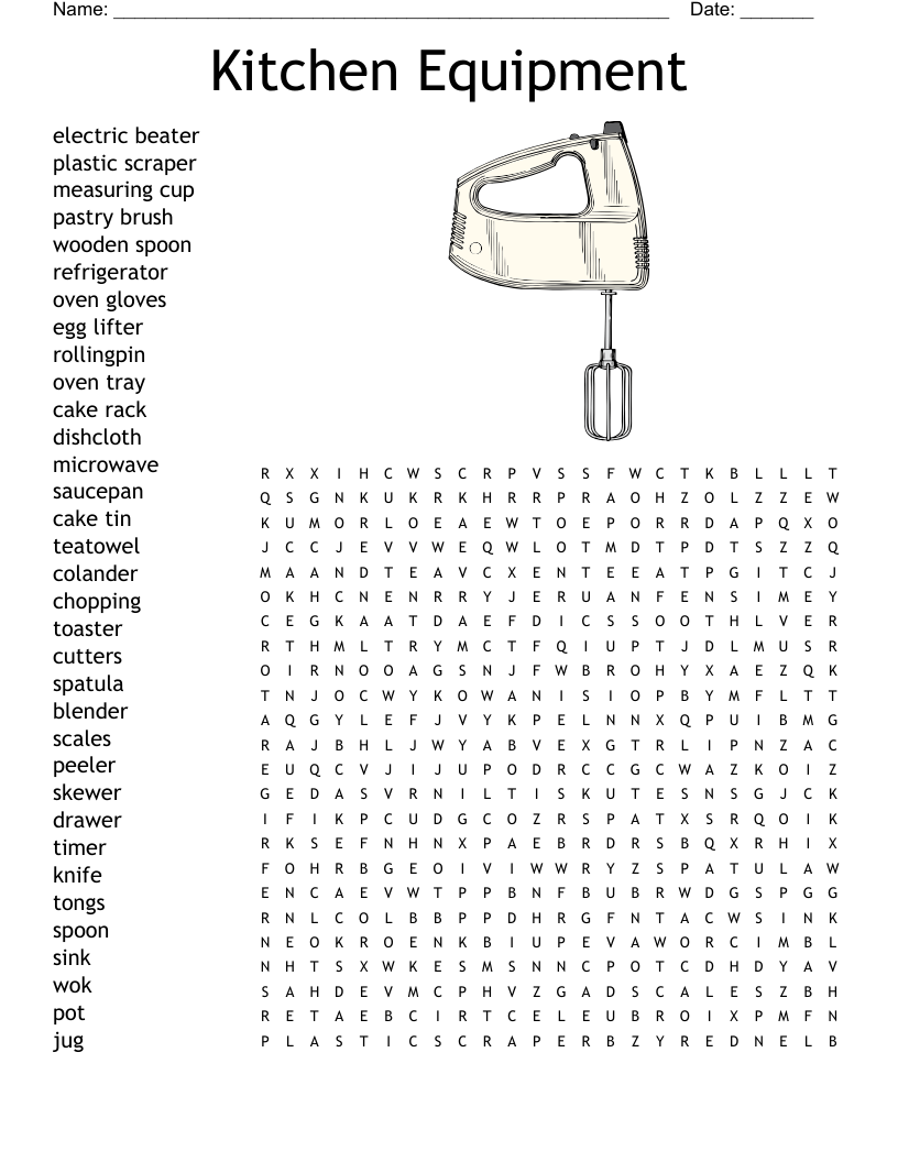 Kitchen Utensils Crossword WordMint