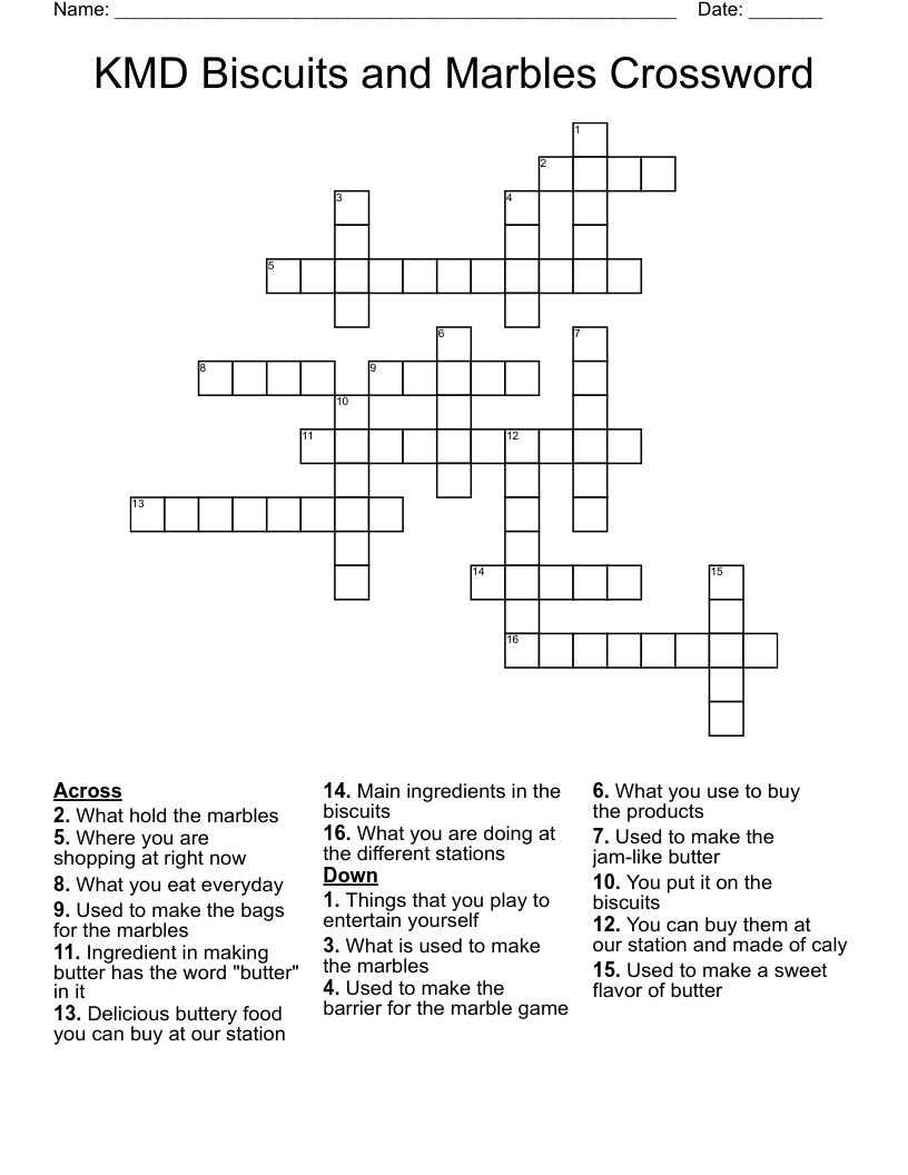 KMD Biscuits And Marbles Crossword WordMint KMD Biscuits And Marbles Crossword WordMint