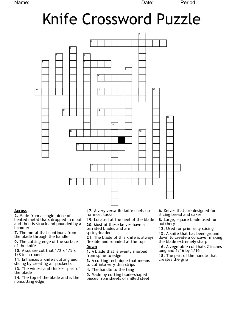 Knife Crossword Puzzle WordMint Knife Crossword Puzzle WordMint