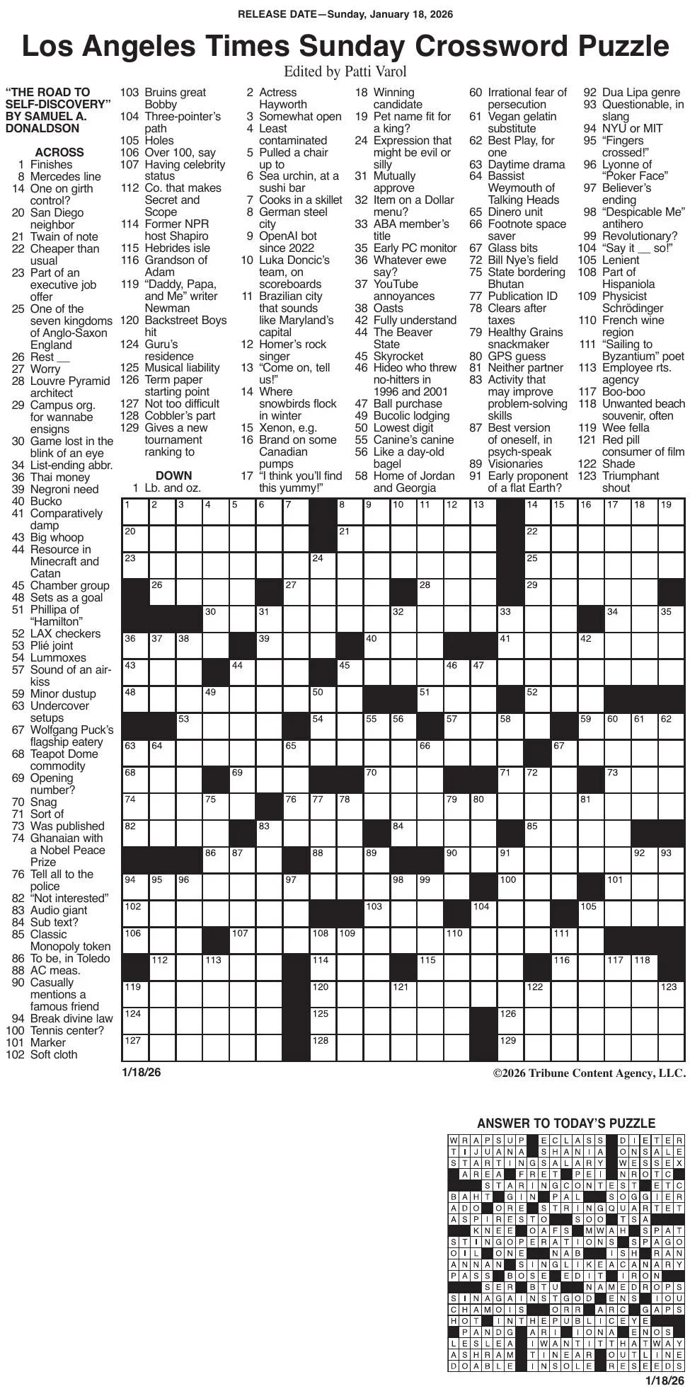 LA Times Crossword 01 18 pdf Messenger inquirer