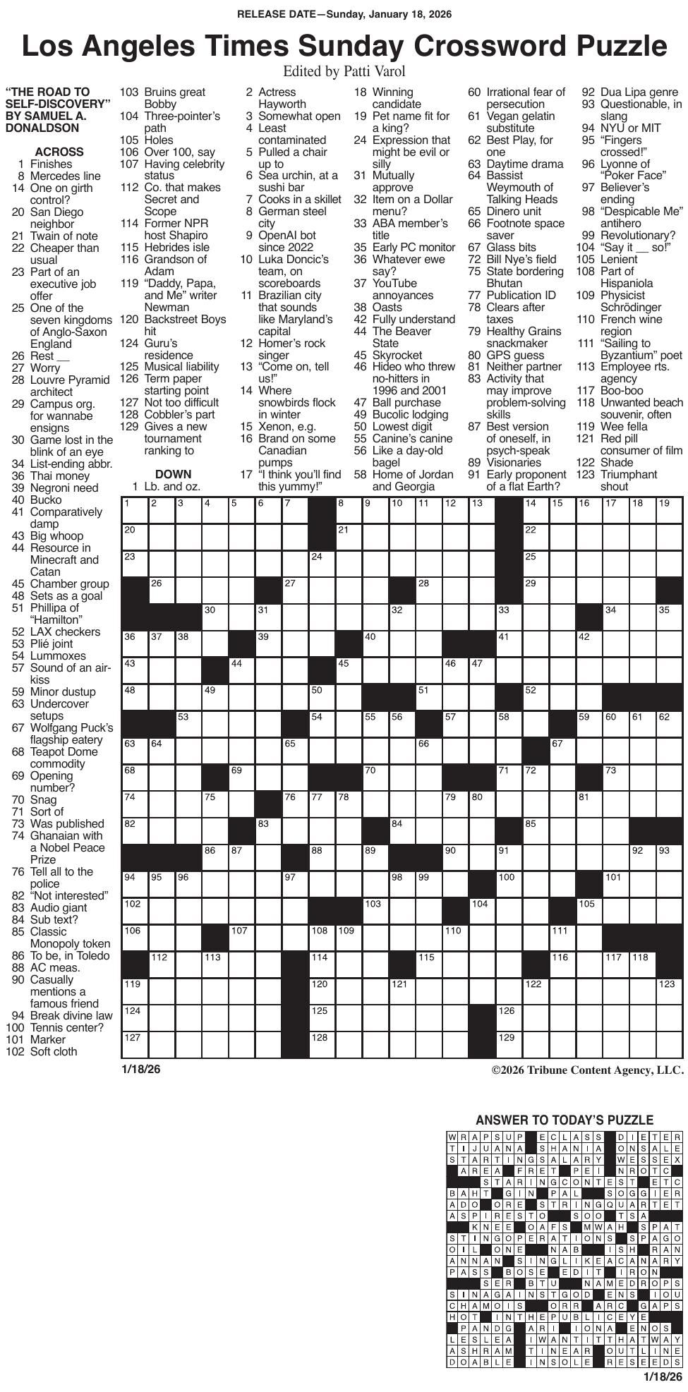 LA Times Crossword 01 18 pdf Messenger inquirer LA Times Crossword 01 18 pdf Messenger inquirer