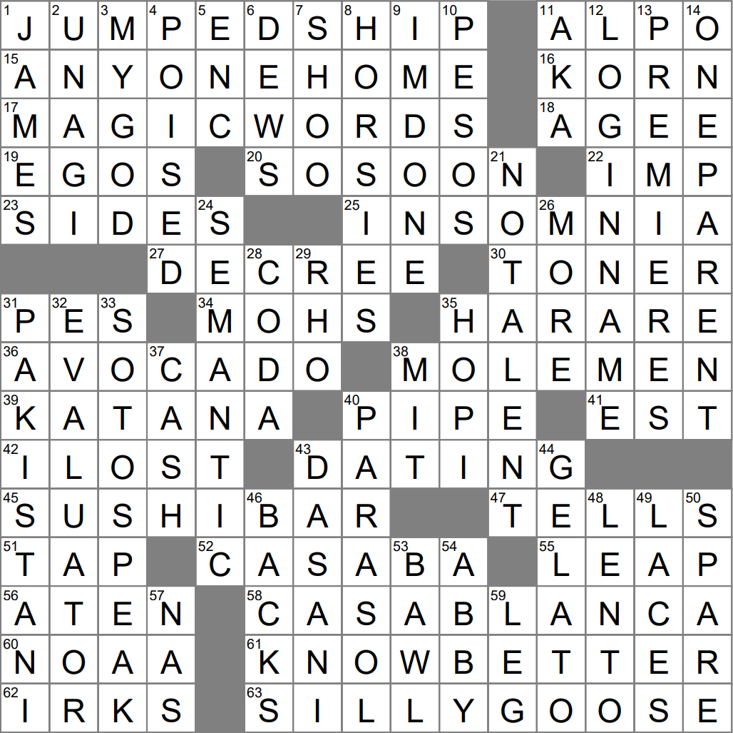 LA Times Crossword 14 Jan 23 Saturday LAXCrossword