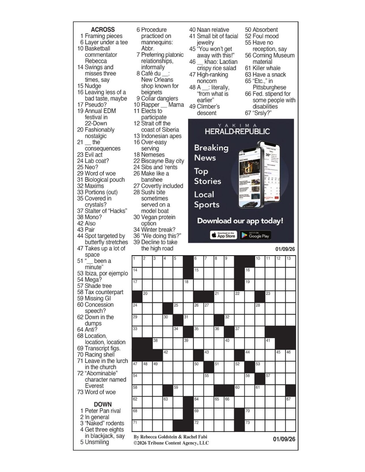 LA Times Crossword Jan 9 2026 Crosswords Yakimaherald LA Times Crossword Jan 9 2026 Crosswords Yakimaherald