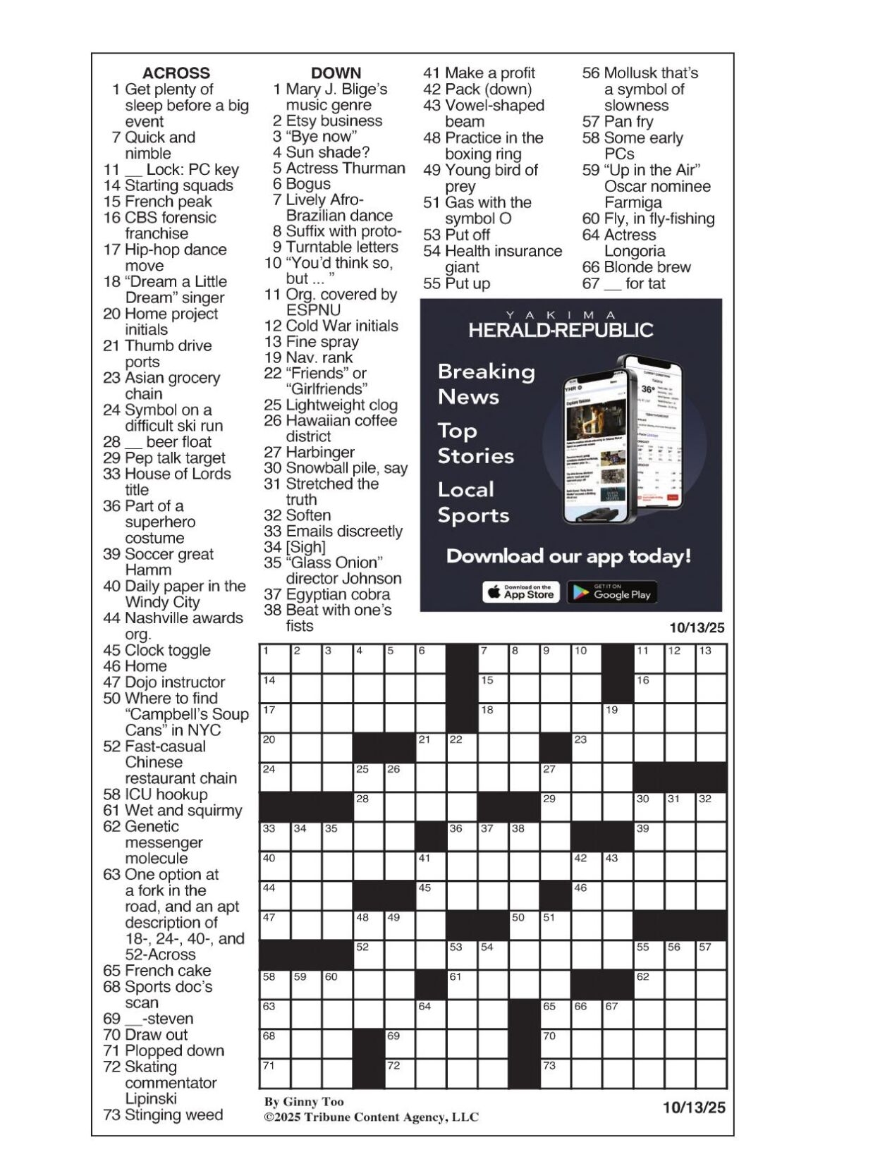 LA Times Crossword Oct 13 2025 Crosswords Yakimaherald LA Times Crossword Oct 13 2025 Crosswords Yakimaherald