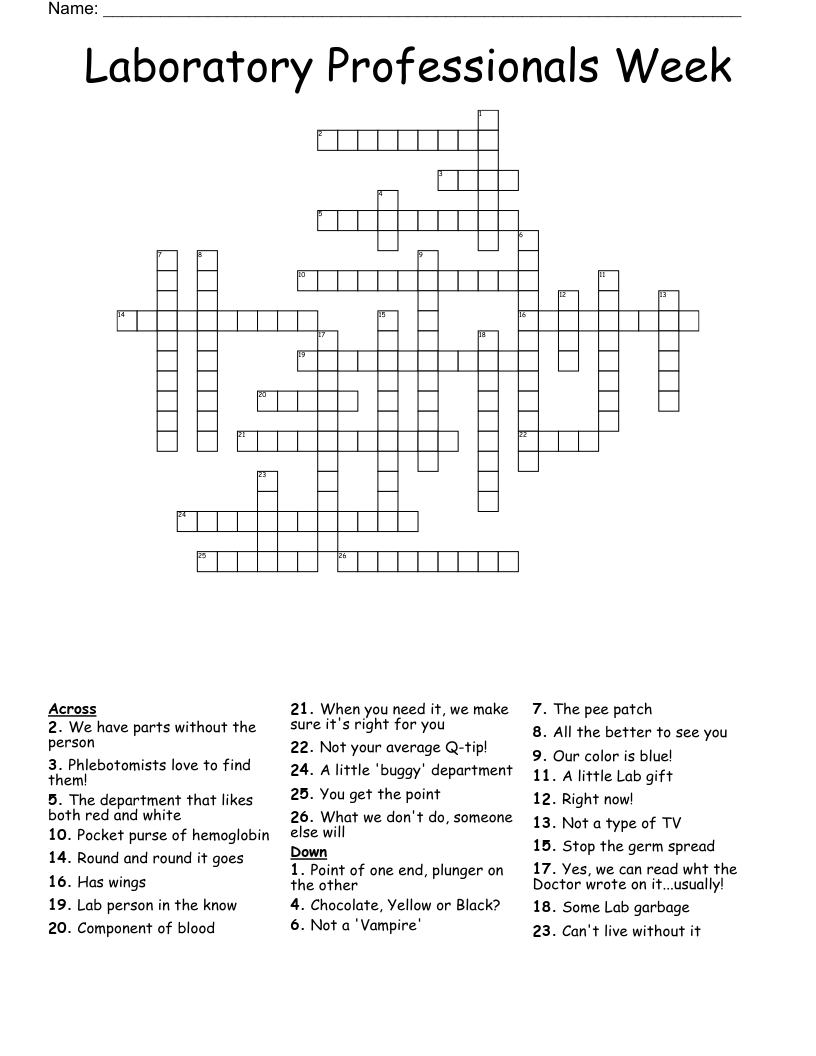 Laboratory Professionals Week Crossword WordMint