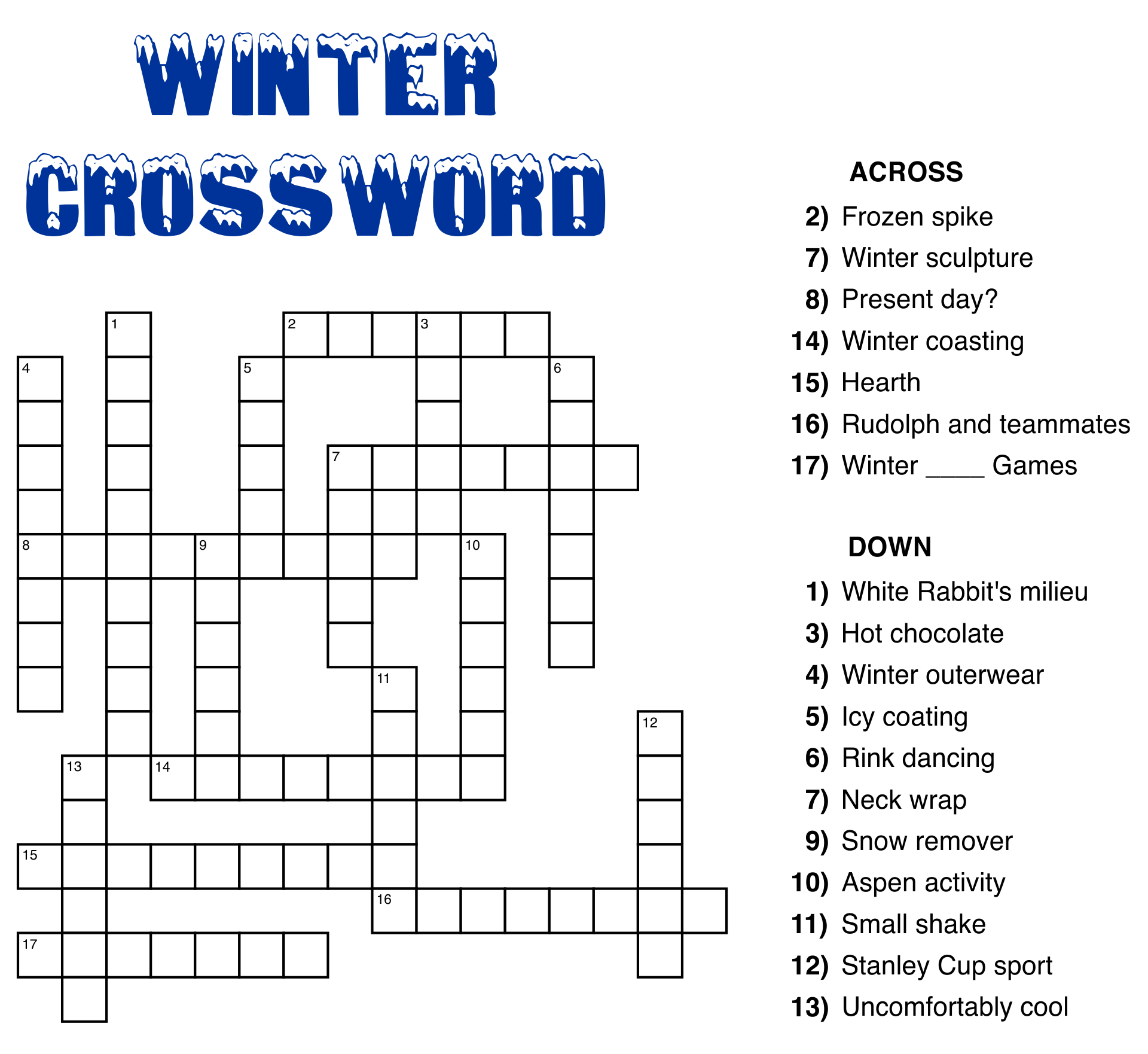 printable crossword puzzles easy