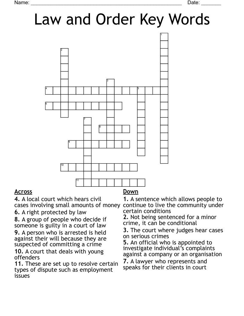 Law And Order Key Words Crossword WordMint