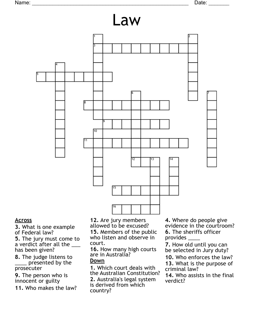 Law Crossword WordMint Law Crossword WordMint