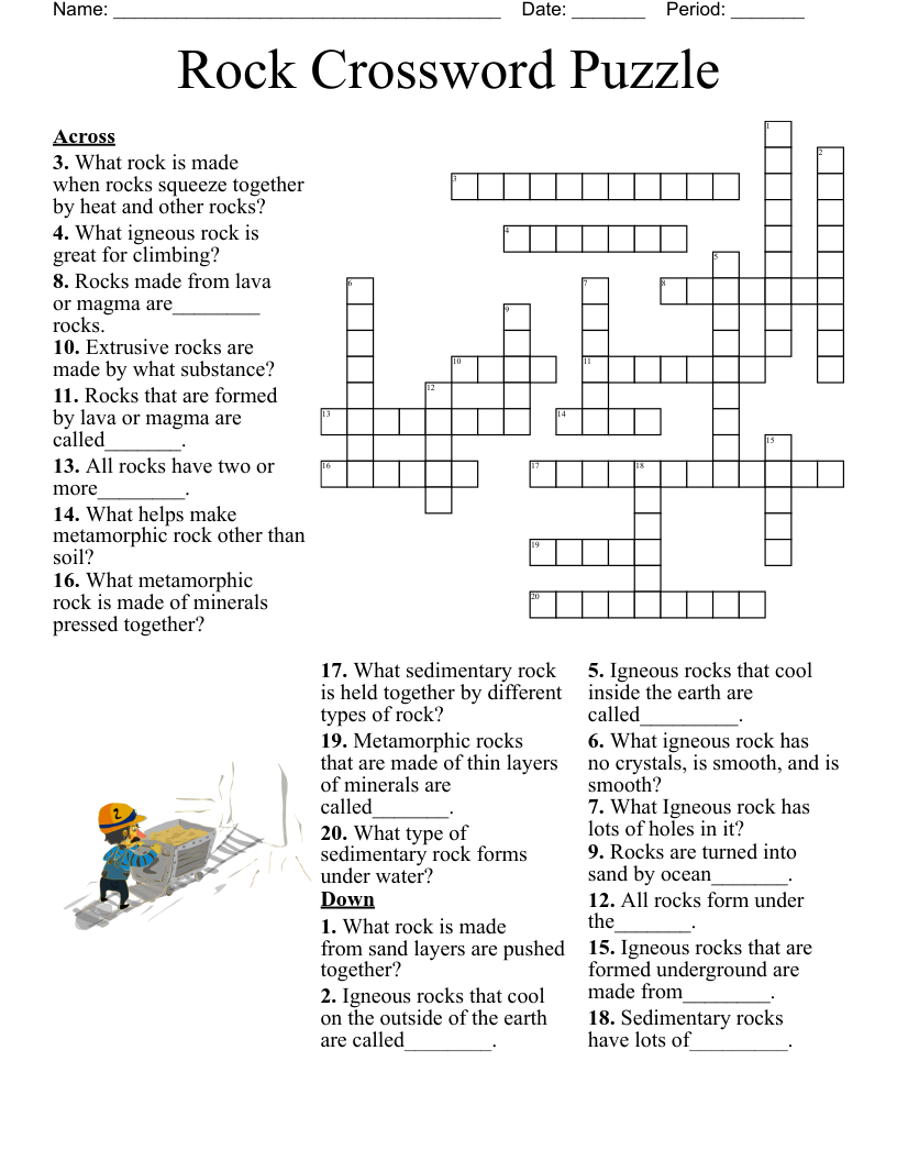 Layers Of The Earth And Rock Cycle Crossword WordMint