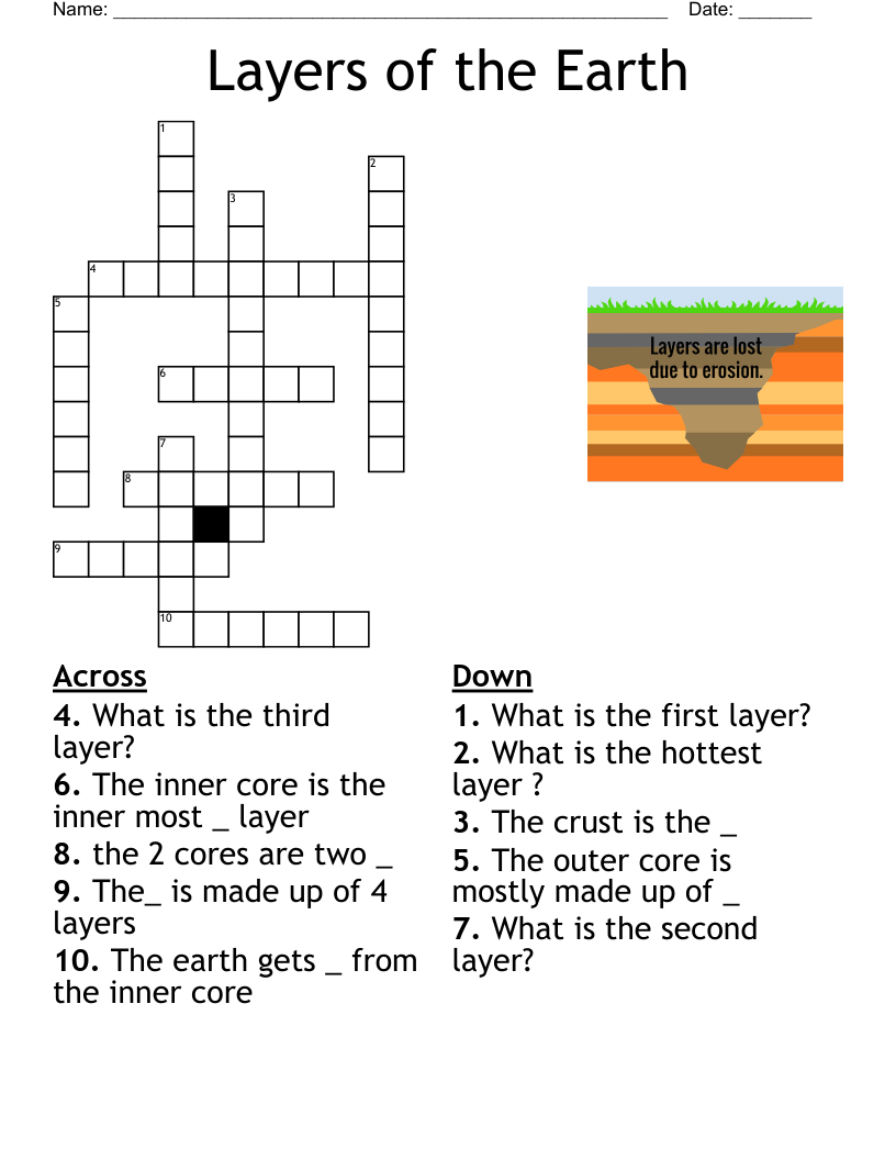 Layers Of The Earth Crossword WordMint
