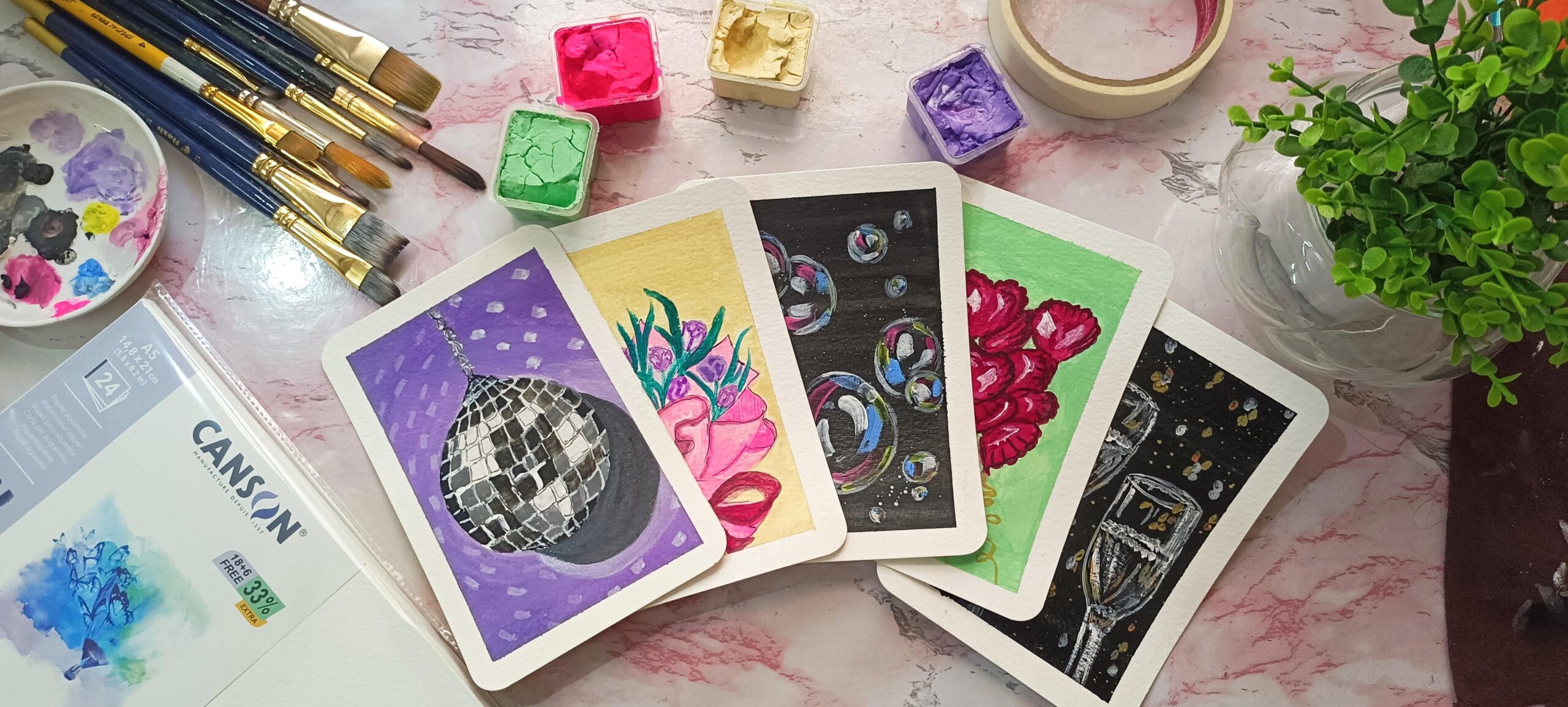 Learn To Paint Aesthetic Party Themed Gouache Paintings Arbia Sultana Skillshare