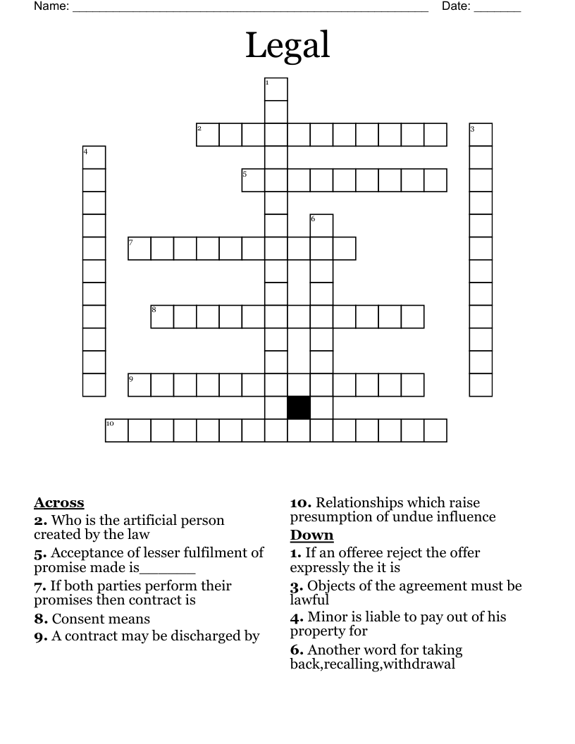 Legal Crossword WordMint