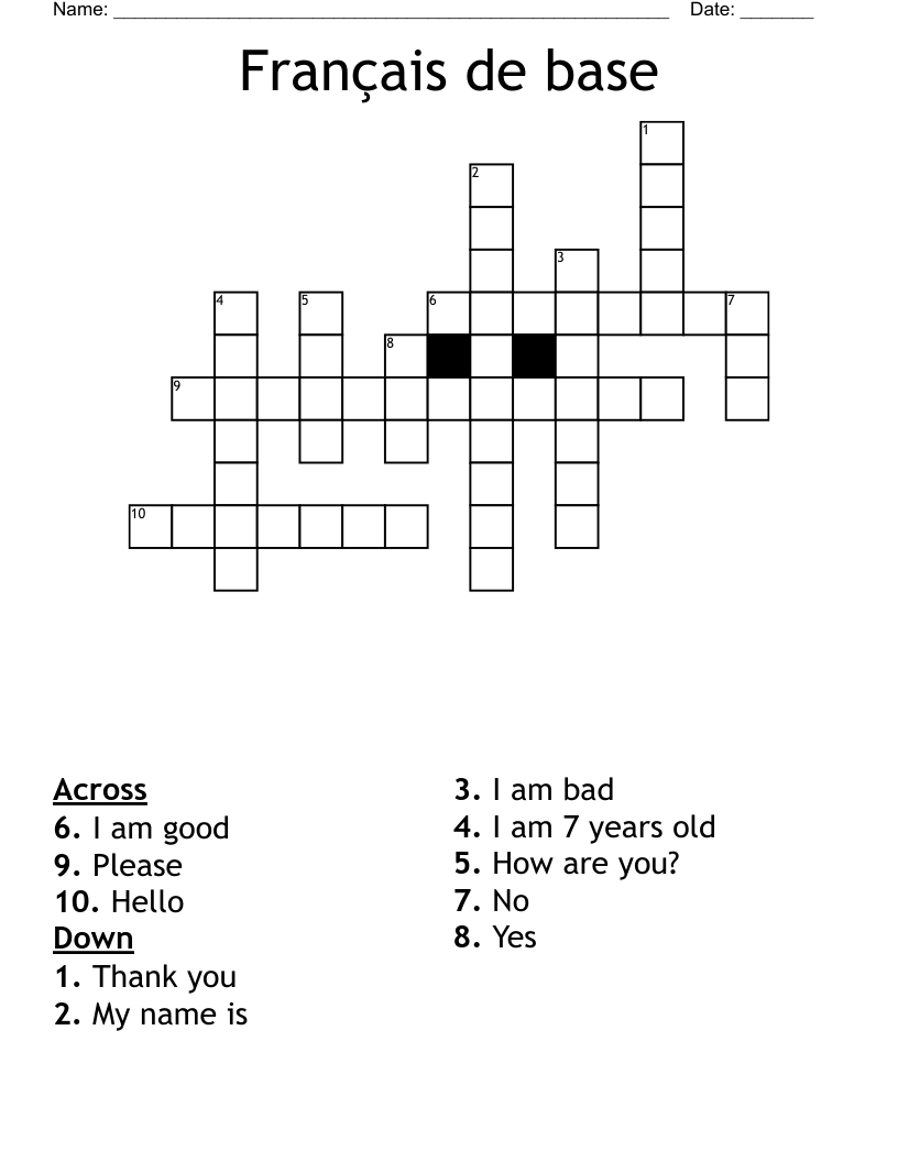 Les Salutations French Greetings Crossword WordMint Les Salutations French Greetings Crossword WordMint