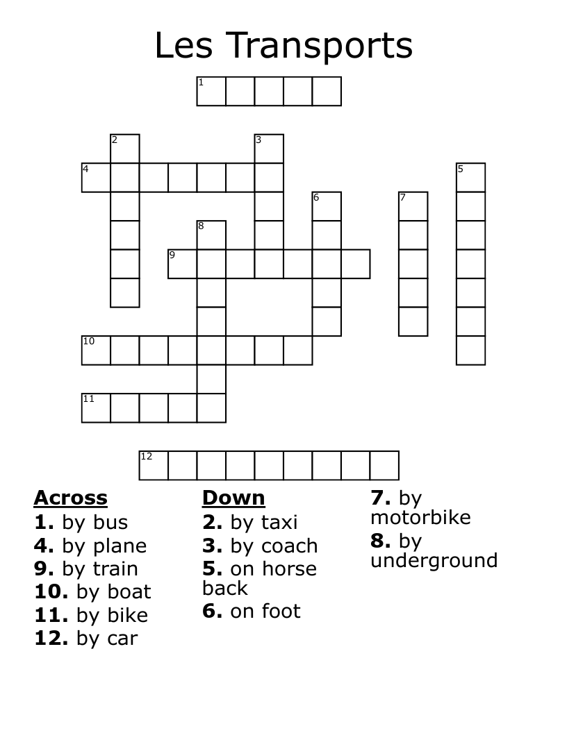 Les Transports Crossword WordMint