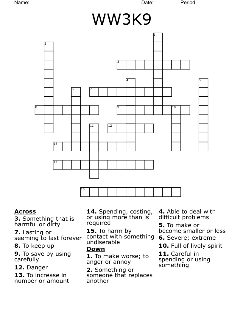 Level 6 Lesson 9 Crossword WordMint
