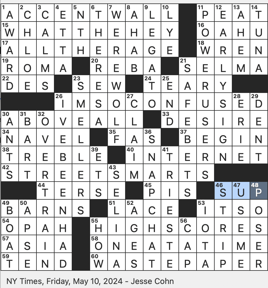 Lie In Slang FRI 5 10 24 Swimmer Also Known As A Moonfish Pop Of Color For An Interior Designer One Who Can t Handle Their Moonshine Well Tech savvy Folks Iroquois Foe In The Beaver Wars Rex Parker Does The NYT Crossword Puzzle