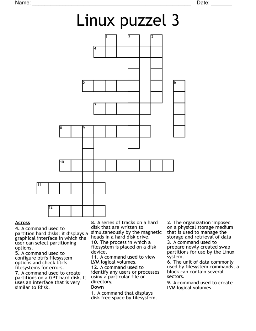 Linux Puzzel 3 Crossword WordMint