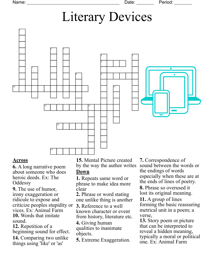 Literary Devices Crossword WordMint