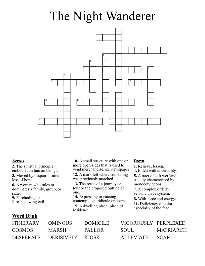 LOF Ch 1 6 Vocab Crossword WordMint
