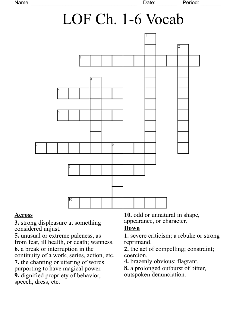 LOF Ch 1 6 Vocab Crossword WordMint LOF Ch 1 6 Vocab Crossword WordMint