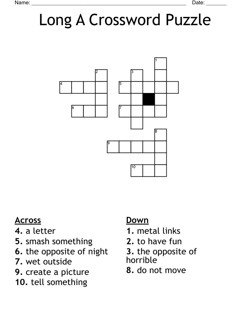 Long A Crossword Puzzle WordMint