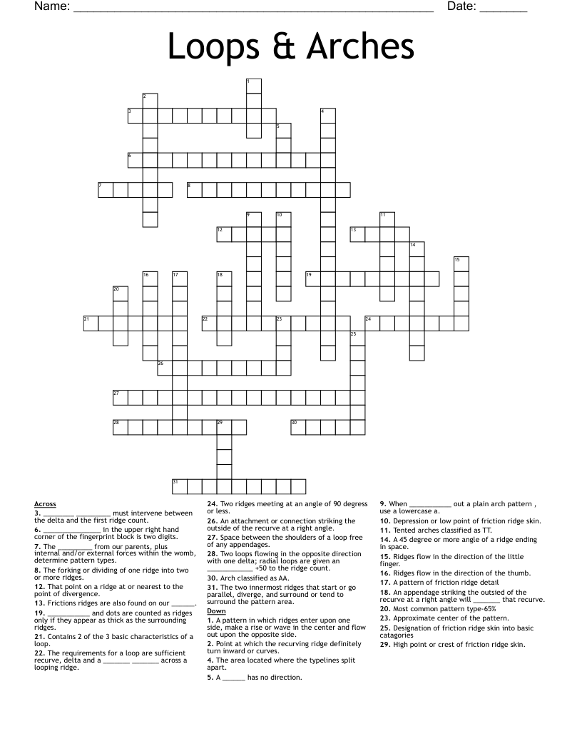 Loops Arches Crossword WordMint