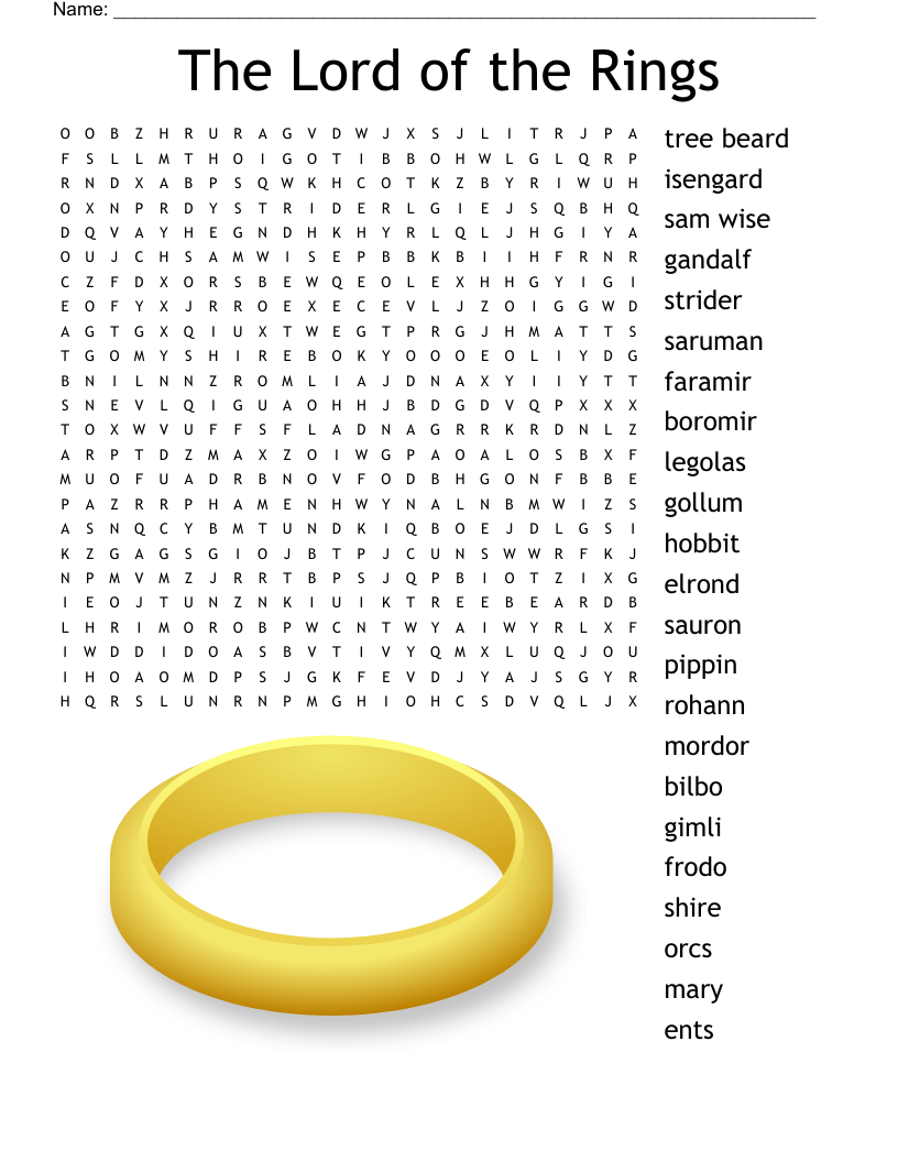 Lord Of The Rings The Fellowship Of The Ring Crossword WordMint