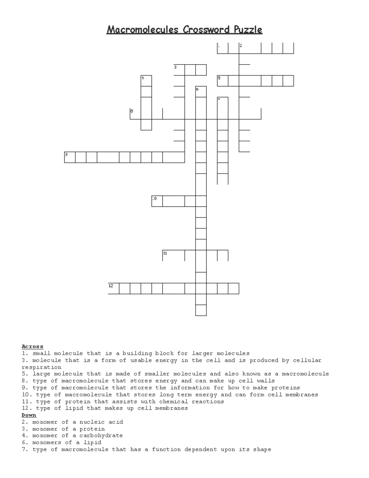 biology course content crossword biology course content crossword