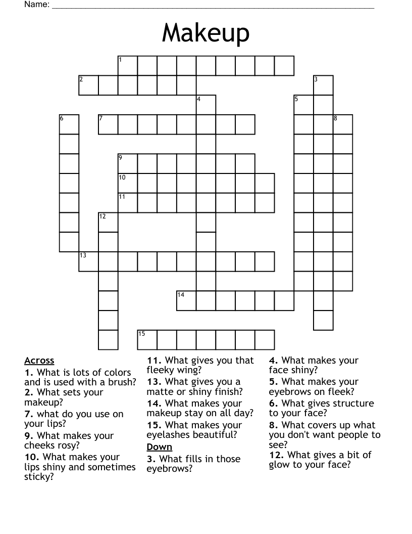 Makeup Crossword WordMint