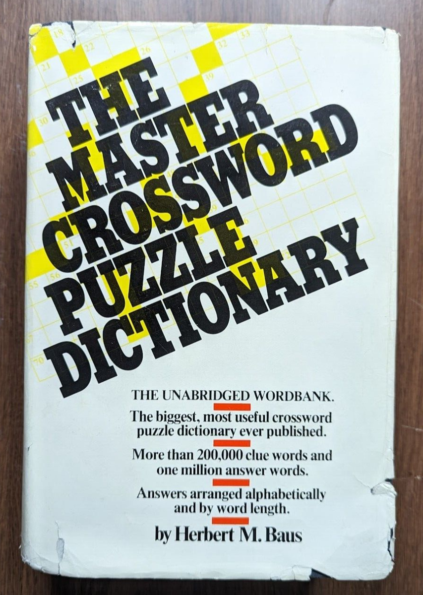 MASTER CROSSWORD PUZZLE DICTIONARY BAUS RARE 1981 THUMB INDEXED EDITION EBay