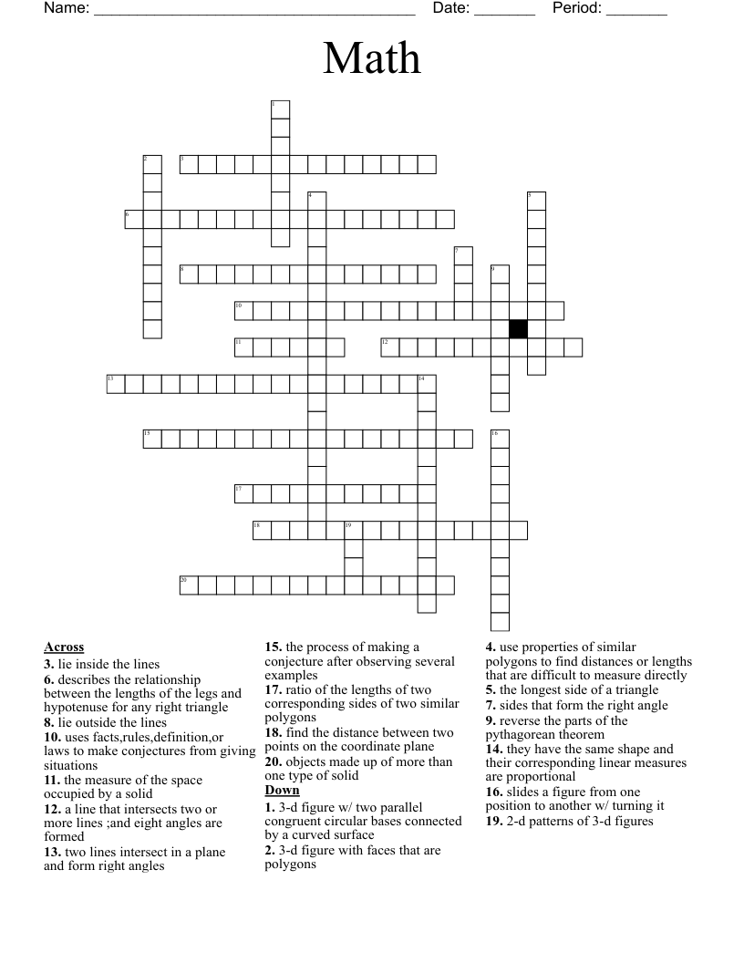 Math Crossword WordMint