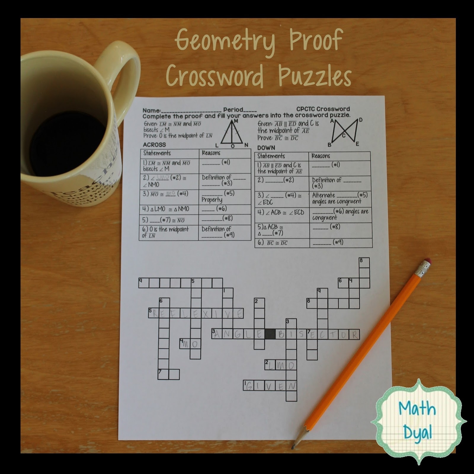 Math Dyal Geometry Proof Crossword Puzzles