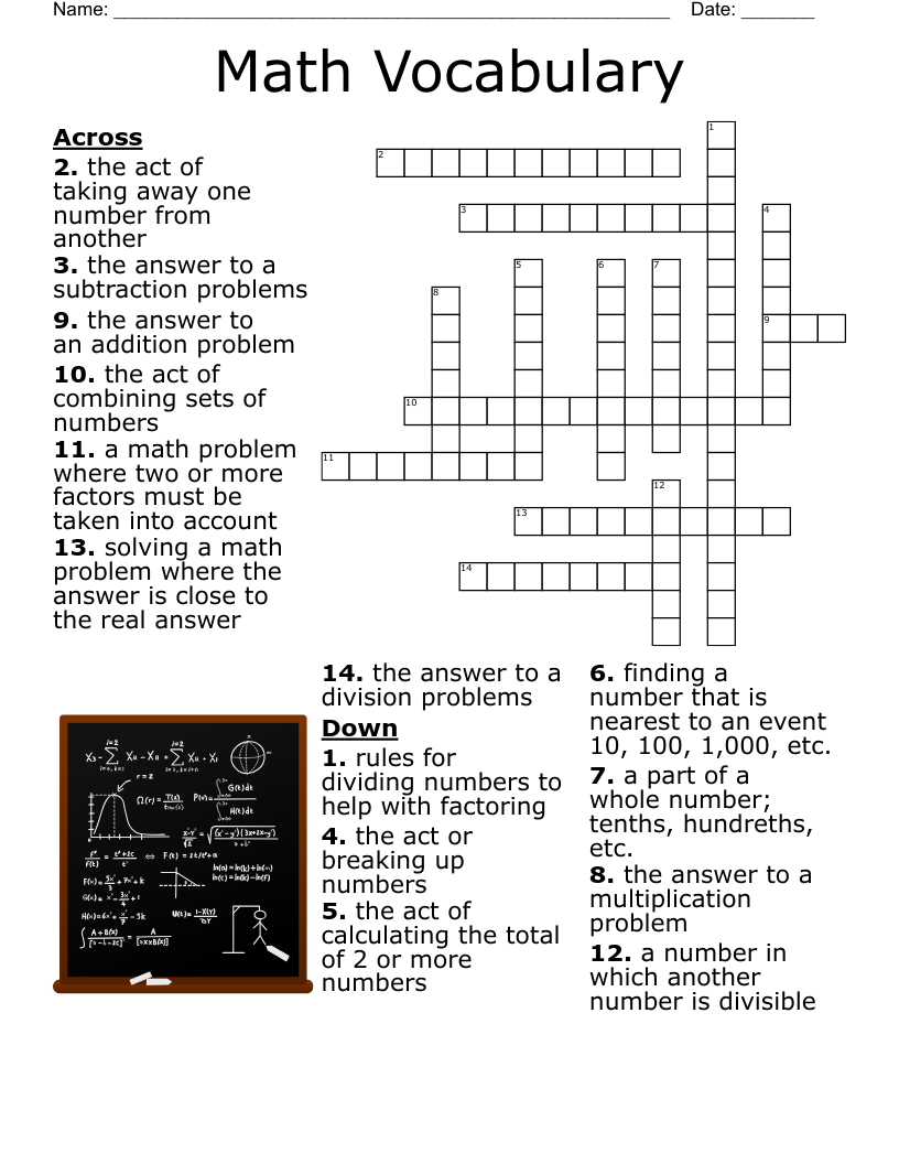 Math Vocabulary Crossword WordMint Math Vocabulary Crossword WordMint