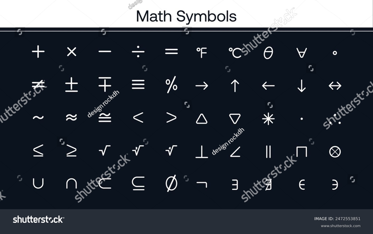Mathematical Symbols Math Symbols Plus Minus Stock Vector Royalty Free 2472553851 Shutterstock
