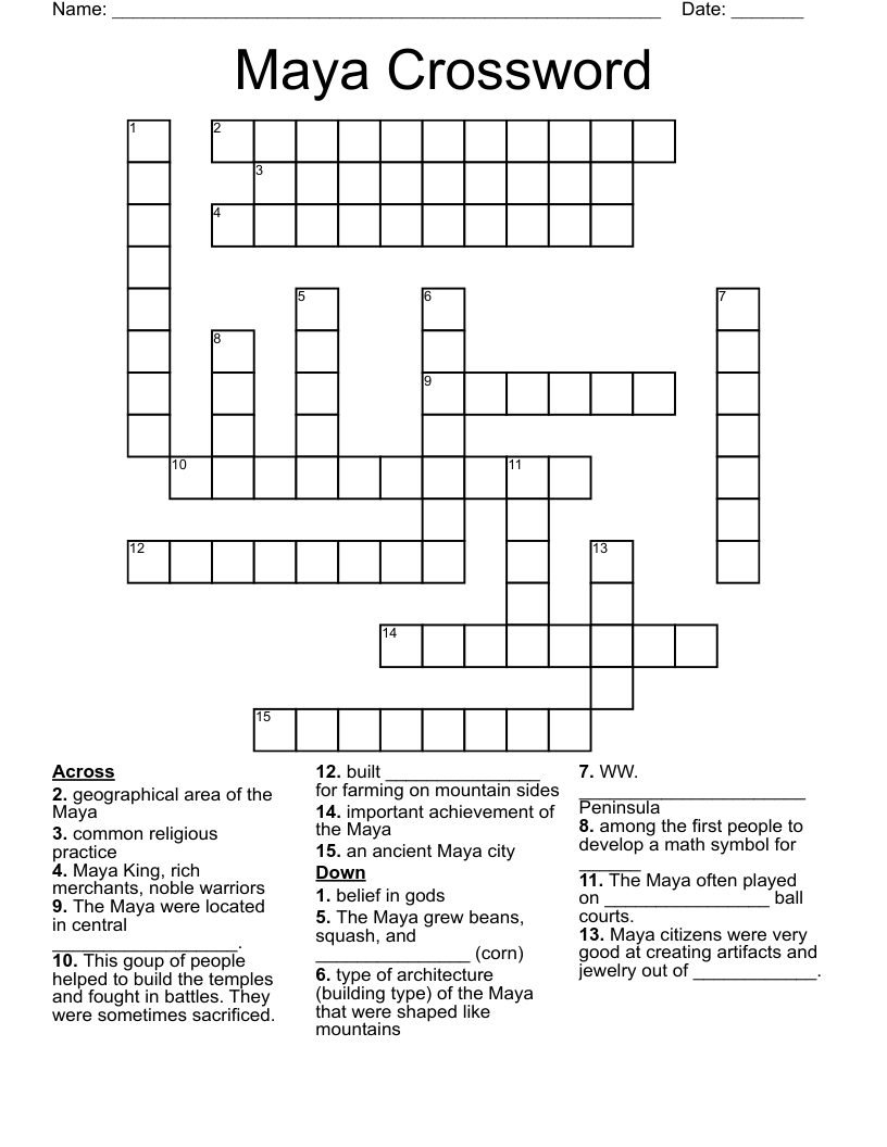 Maya Crossword WordMint