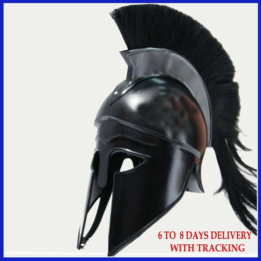 Medieval Greek Corinthian Helmet with Black Plume Armor Knight Spartan EBay