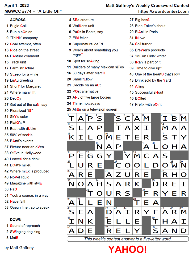 MGWCC 775 Friday April 7th 2023 Examples Abound Matt Gaffney s Weekly Crossword Contest MGWCC 775 Friday April 7th 2023 Examples Abound Matt Gaffney s Weekly Crossword Contest