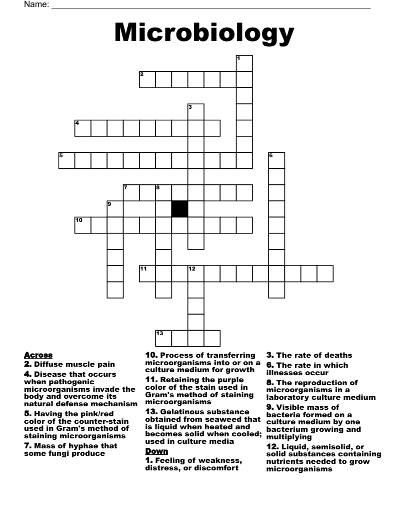 Microbiology Crossword WordMint