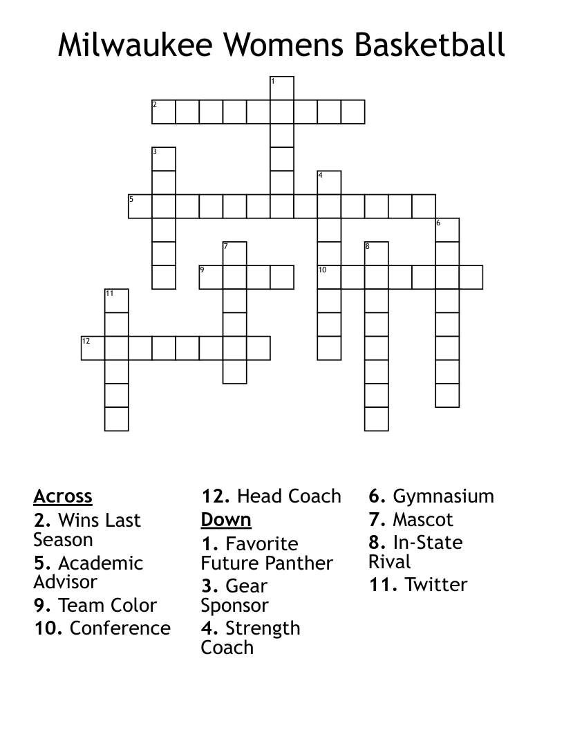 Milwaukee Womens Basketball Crossword WordMint