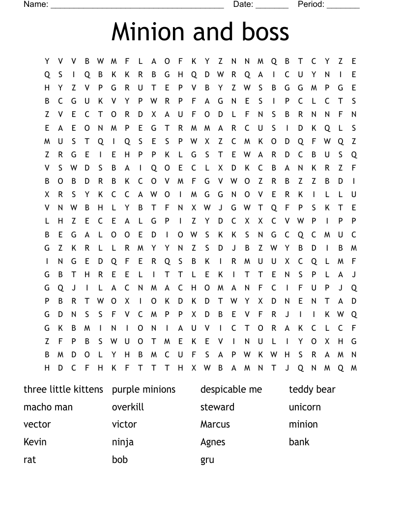 Minion And Boss Word Search WordMint Minion And Boss Word Search WordMint