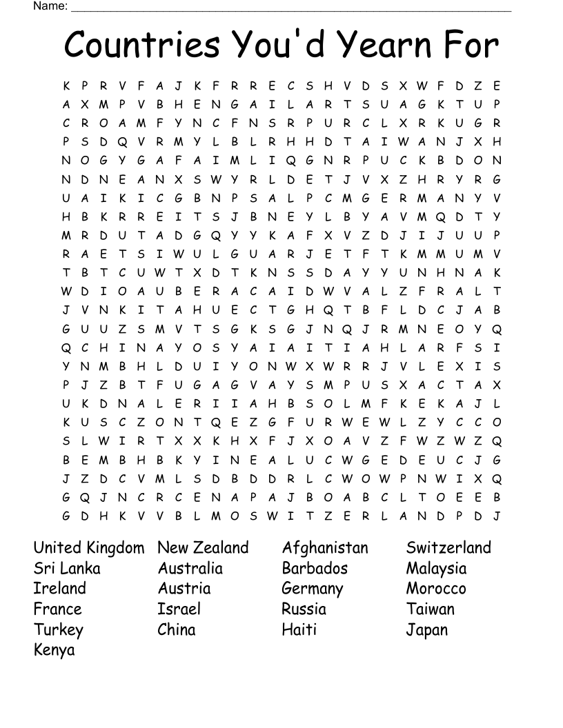 Missionary Countries Of BBC Word Search WordMint Missionary Countries Of BBC Word Search WordMint