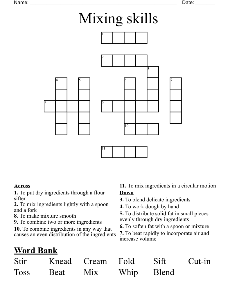 Mixing Skills Crossword WordMint