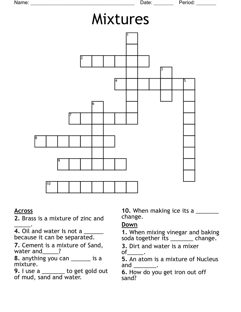 Mixtures Crossword WordMint