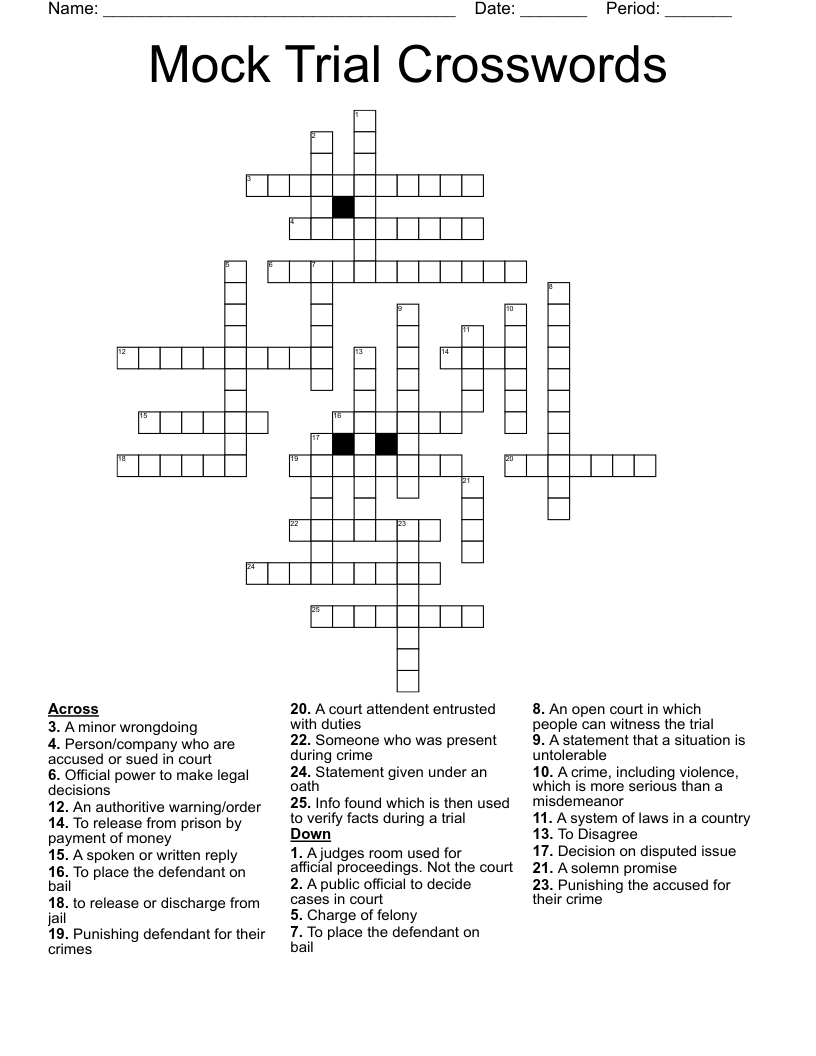 Mock Trial Crosswords WordMint