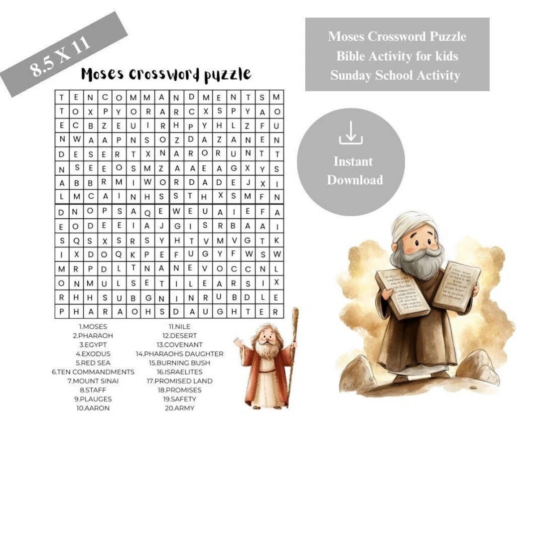 Moses Bible Crossword Faith based Learning Activity Printable For Sunday School Answer Sheet Included Etsy Israel Moses Bible Crossword Faith based Learning Activity Printable For Sunday School Answer Sheet Included Etsy Israel