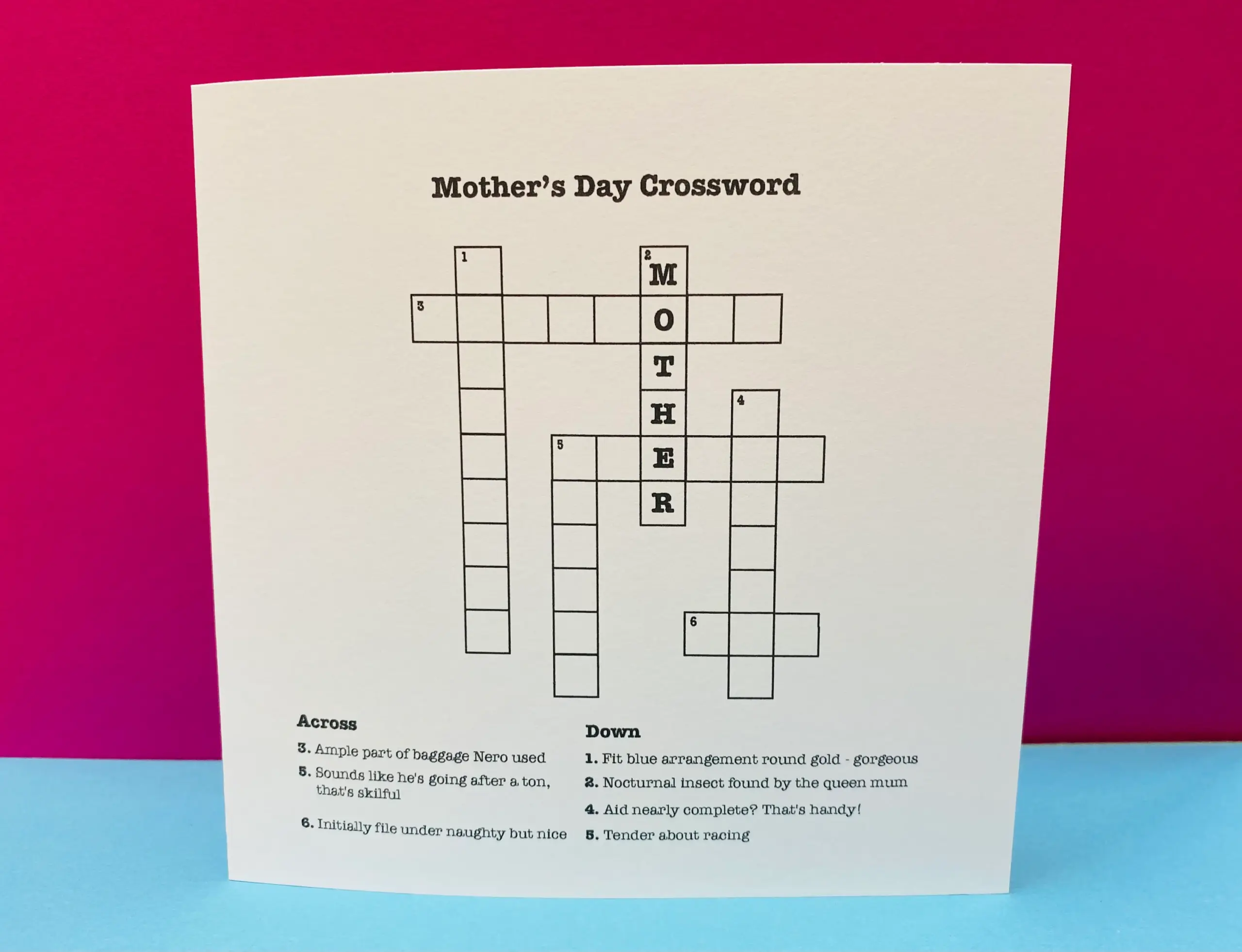 Mother s Day Card Crossword Cryptic Crossword Crossword Puzzle Paper Handmade Greeting Card Card For Mum Mom Mothering Sunday Etsy