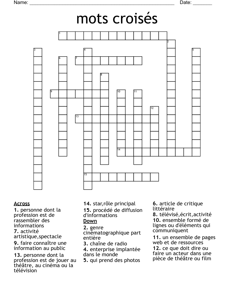 Mots Crois s Crossword WordMint