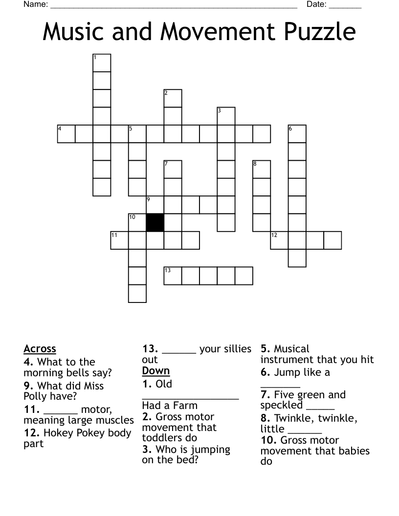 Music And Movement Puzzle Crossword WordMint Music And Movement Puzzle Crossword WordMint