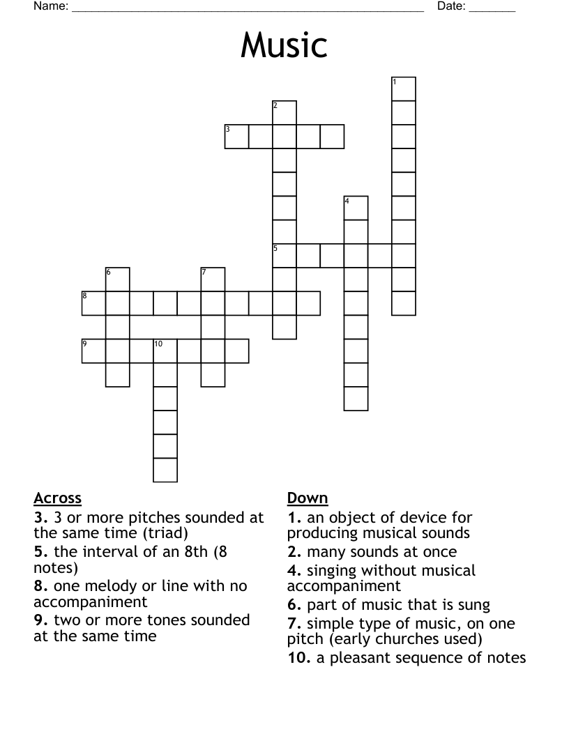 Music Crossword WordMint