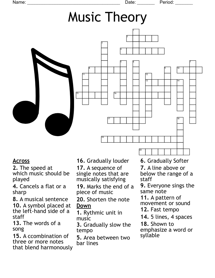 Music Crossword WordMint Music Crossword WordMint
